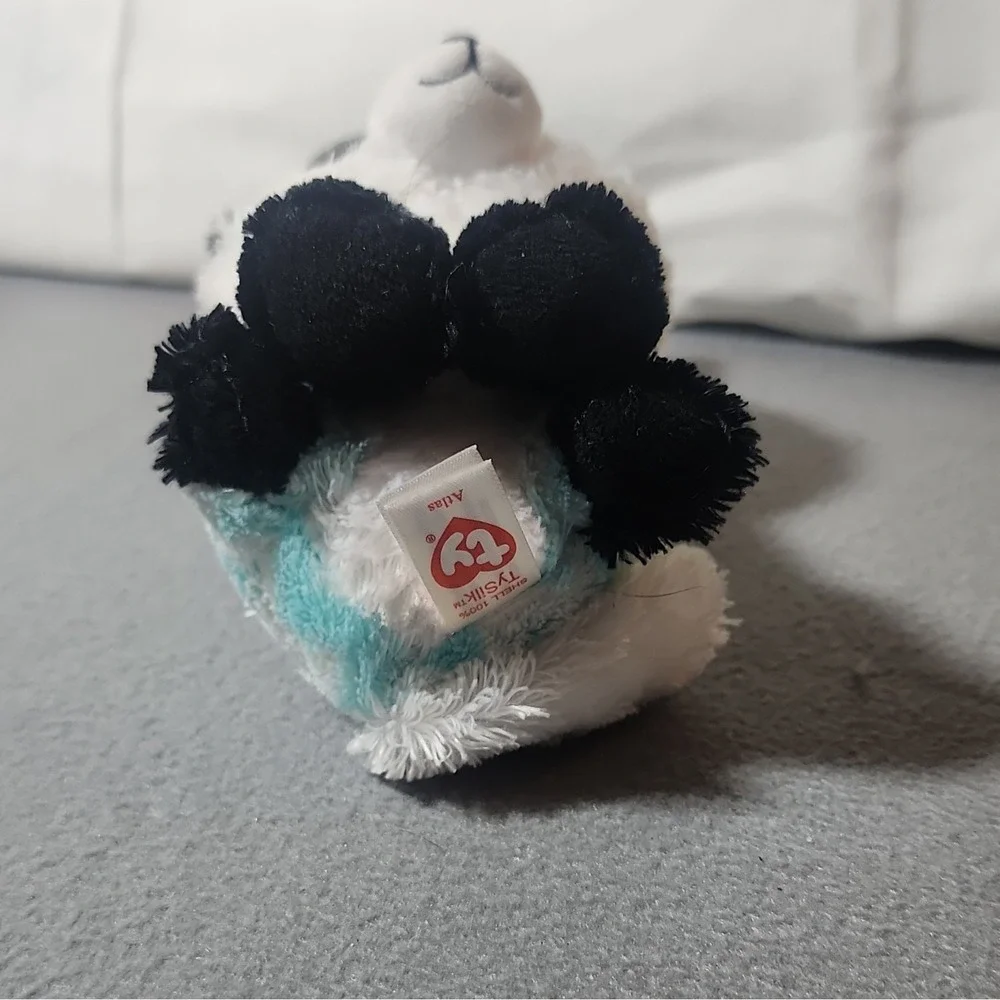 Ty TySILK Atlas Blue White Black Beanbag Plush Stuffed Animal 2017